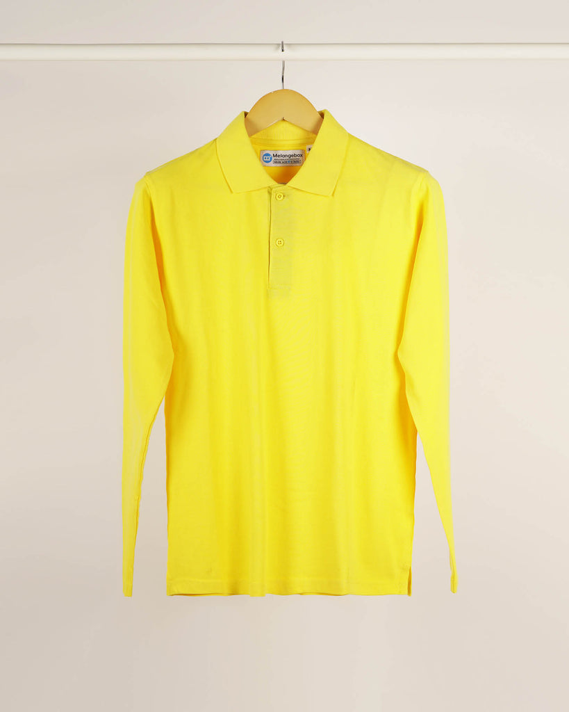 Melangebox Full Sleeves Polo Tee: Lemon Yellow