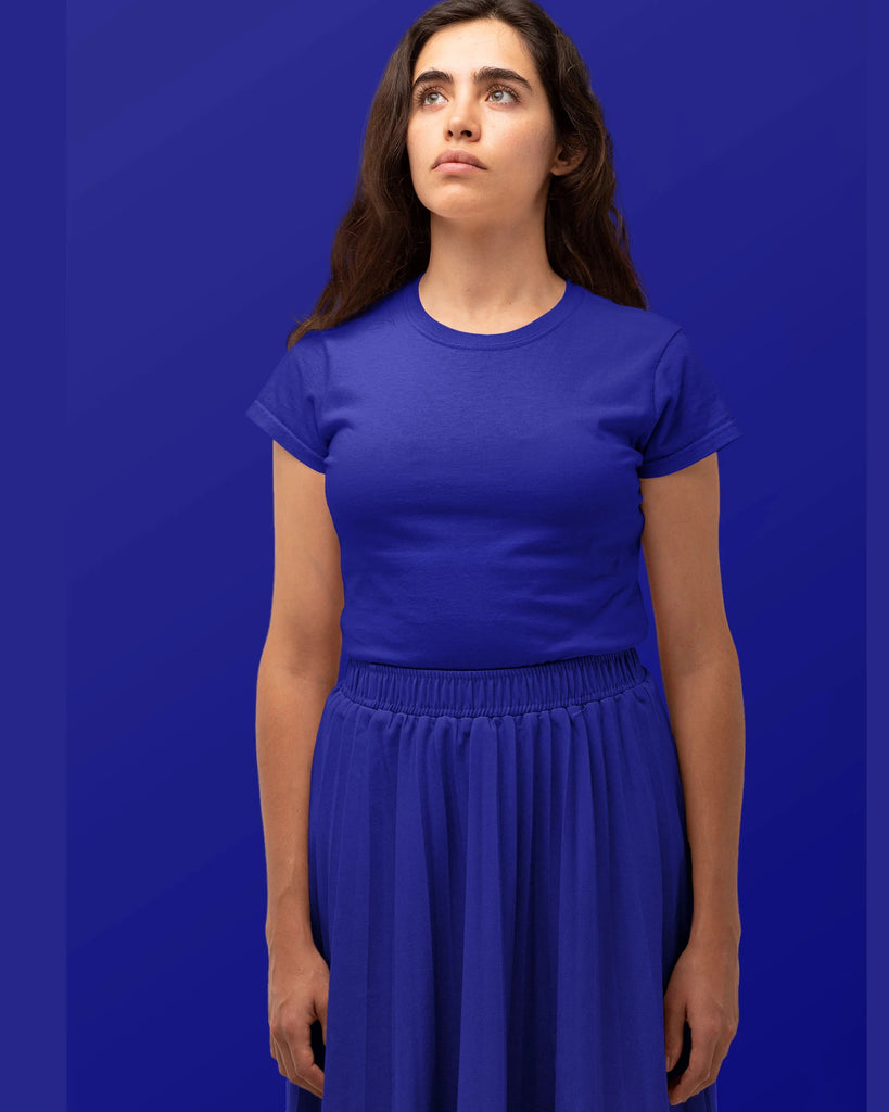 Melangebox Women Crew Neck Top: Royal Blue