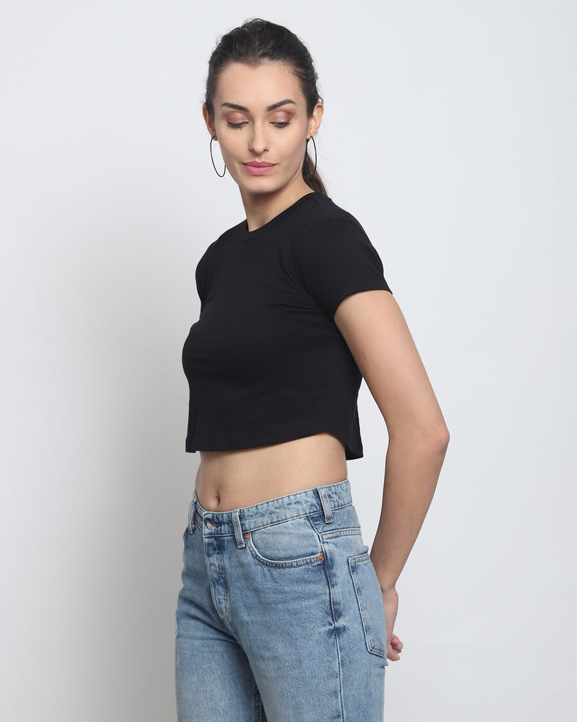 Melangebox Crop Top: Solid Black