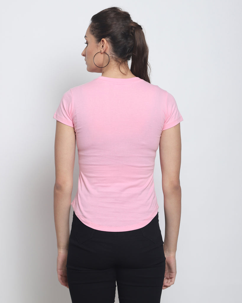 Melangebox Women Crew Neck Top: Solid Pink