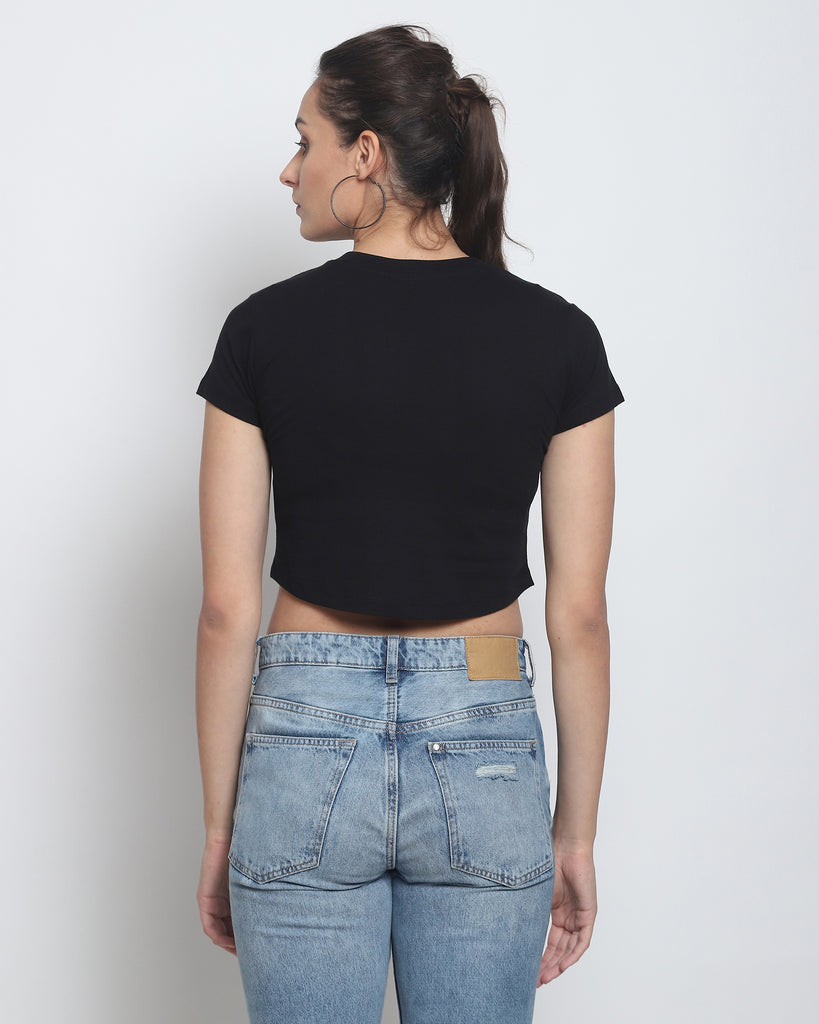 Melangebox Crop Top: Solid Black