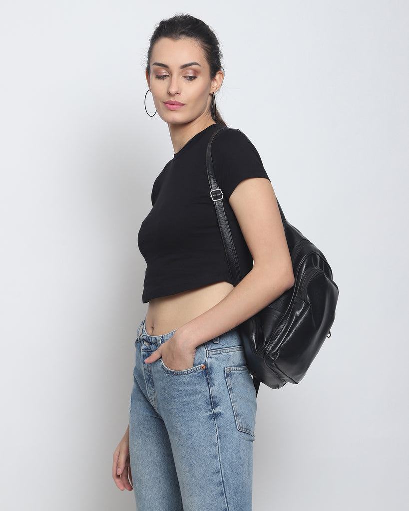 Melangebox Crop Top: Solid Black