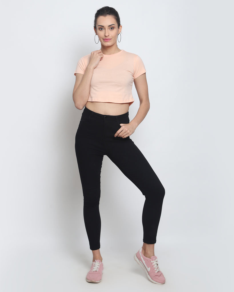 Melangebox Crop Top: Solid Peach