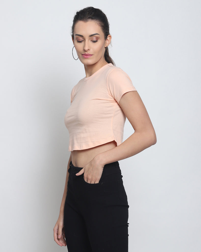 Melangebox Crop Top: Solid Peach