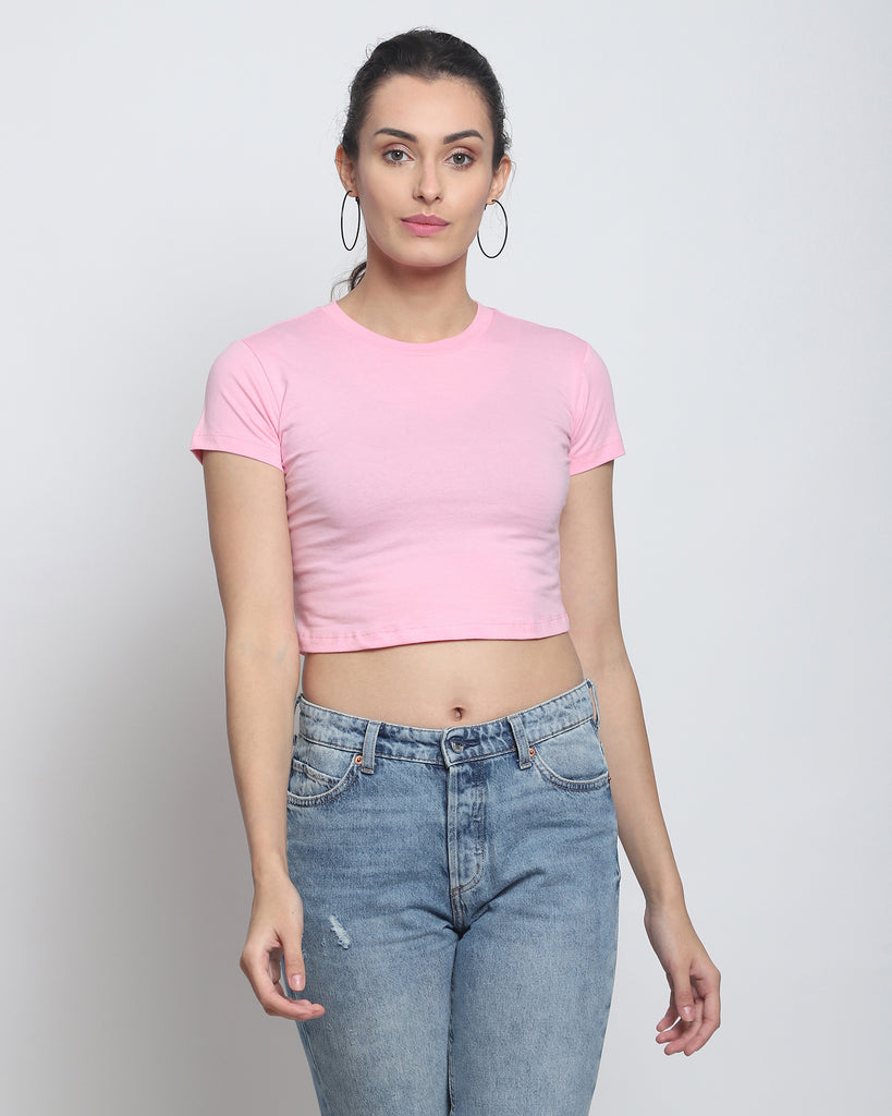 Melangebox Crop Top: Solid Pink