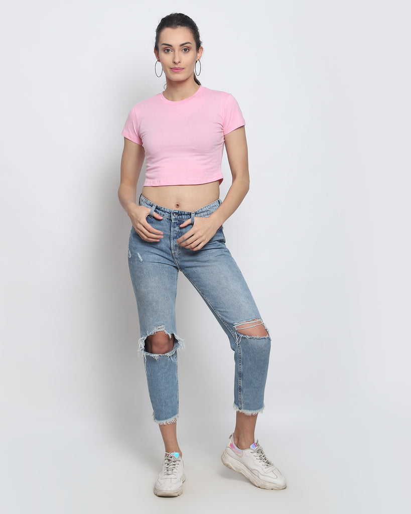 Melangebox Crop Top: Solid Pink