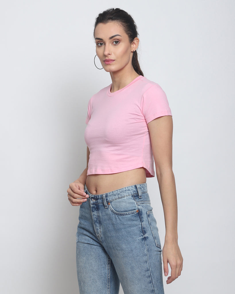 Melangebox Crop Top: Solid Pink