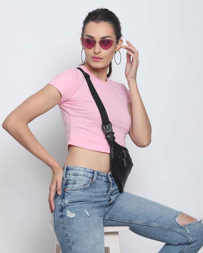 Melangebox Crop Top: Solid Pink